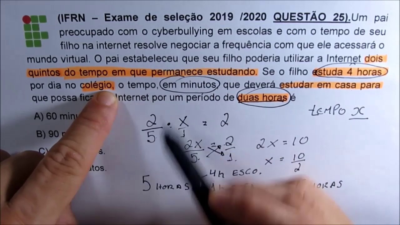 IFRN - QUESTÃO 25. PROBLEMA COM FRAÇÃO. Micamática.