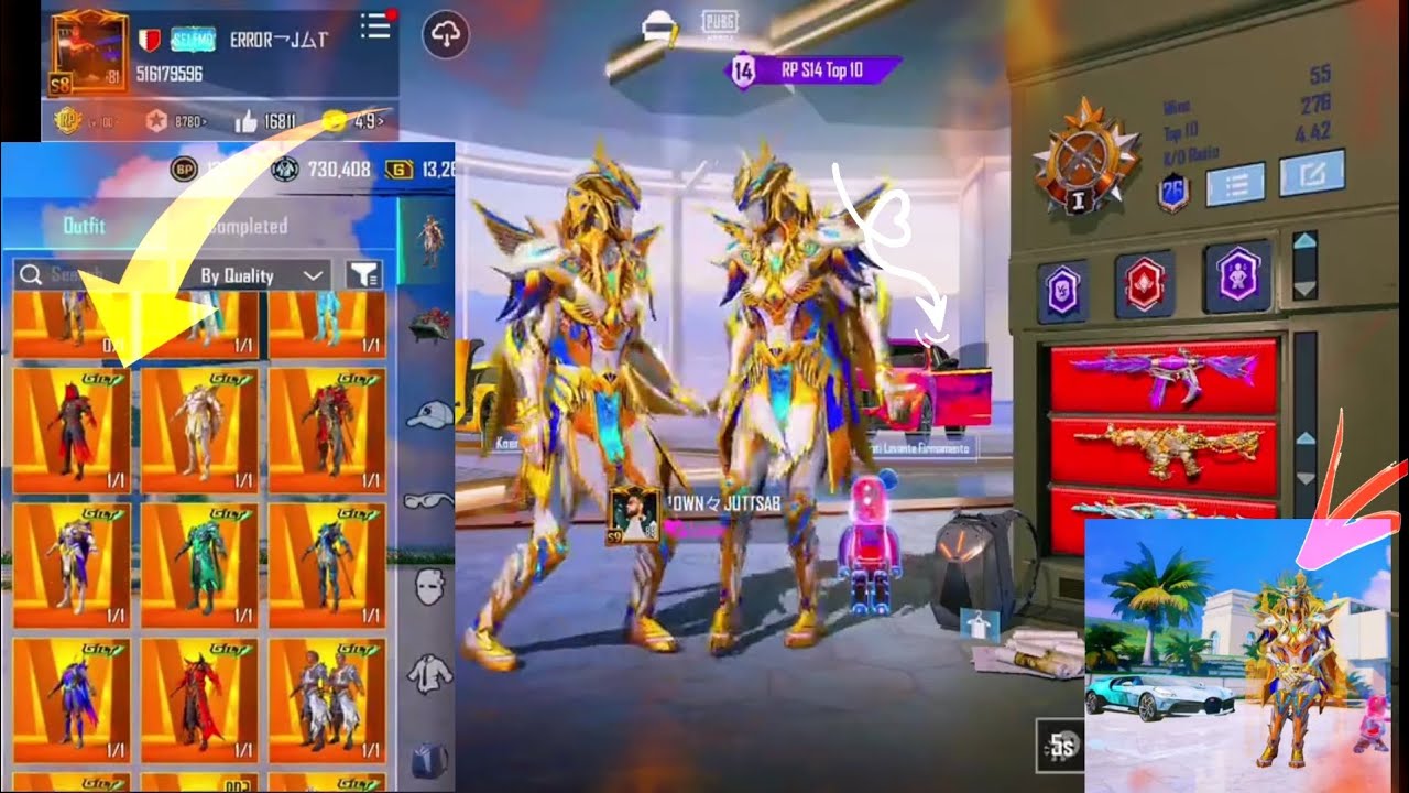 PUBG MOBILE ACCOUNT FOR SALE 400 +MYTHIC ✅+7 X-SUIT 100 GUN LAB✅ACCOUNT FOR SALE