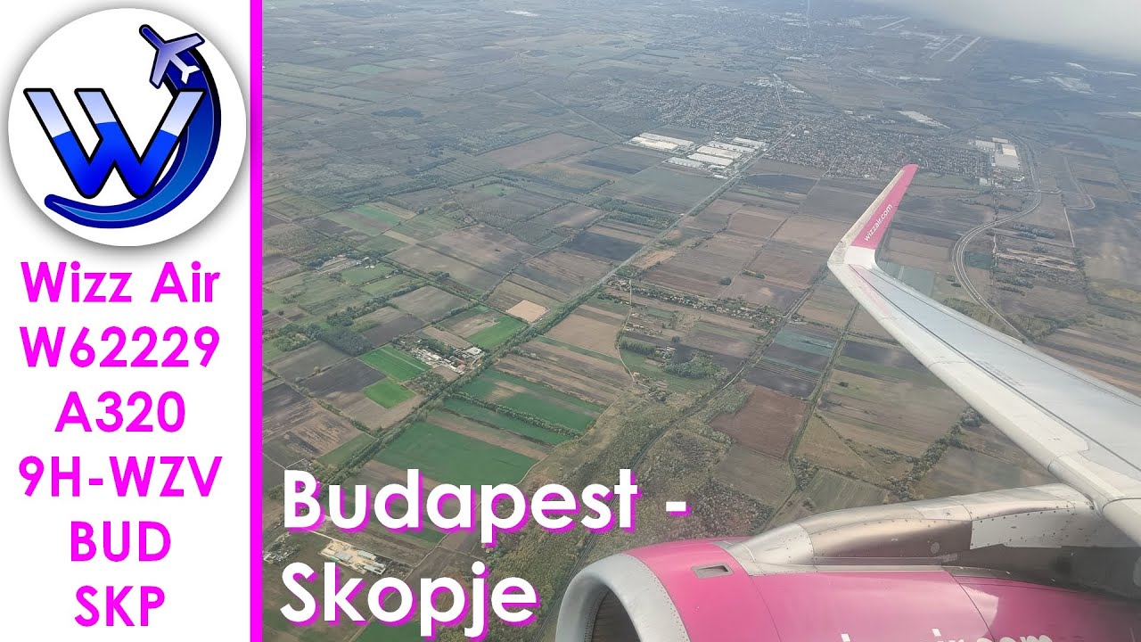 ✈ Wizz Air | Engine ROAR in rainy weather | Budapest to Skopje | Airbus A320 - 9H-WZV