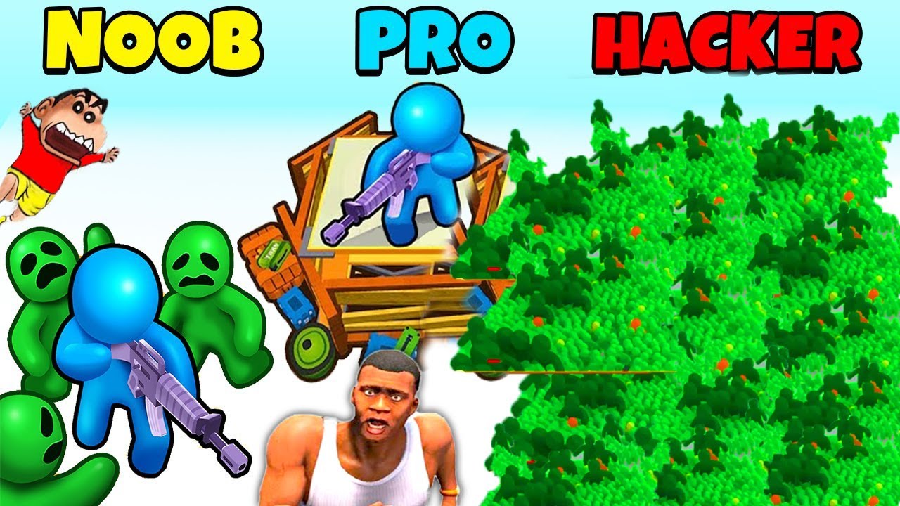 SHINCHAN and CHOP Fights Zombie Apocalypse in Z DEFENSE | NOOB vs PRO vs HACKER