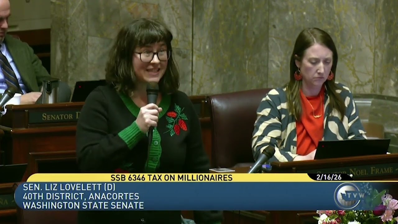 Sen. Liz Lovelett speaks in support of Millionaires Tax