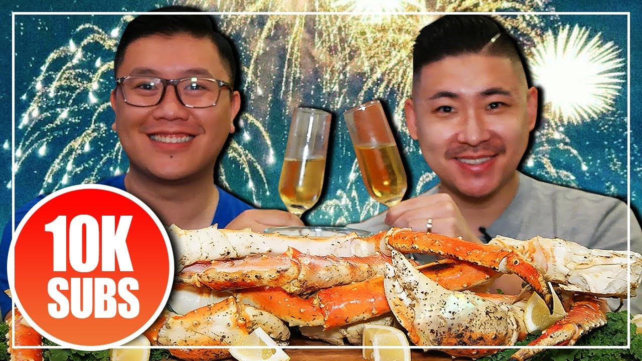 GRILLED KING CRAB LEGS W/ ALFREDO SAUCE MUKBANG