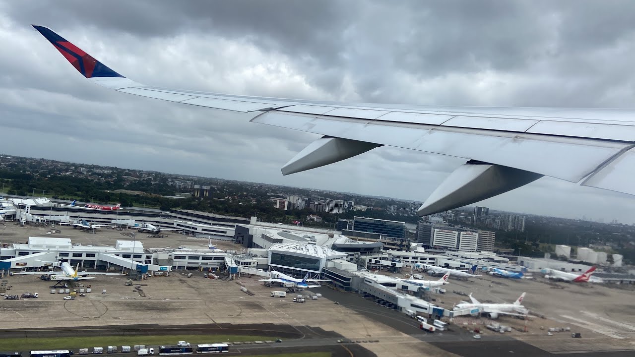 Delta Airlines Airbus A350-900 Pushback, Taxi and Takeoff from Sydney Airport (SYD)