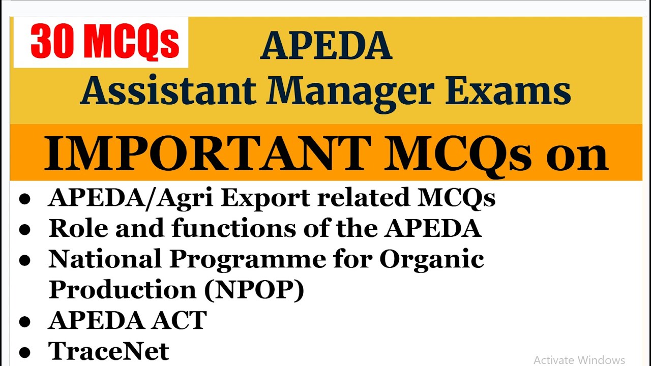 APEDA| APEDA/Agri Export related MCQs |NPOP |APEDA Assistant Manager Exams|TraceNet|Peanut.NET