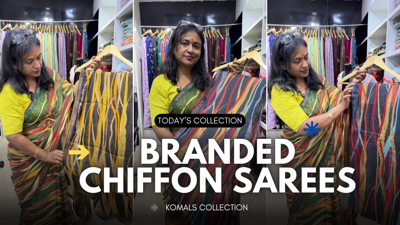 BRANDED CHIFFON SAREES | VALLABHI PRINTS | BEST PRICES | KOMALS COLLECTION OF BLOUSES