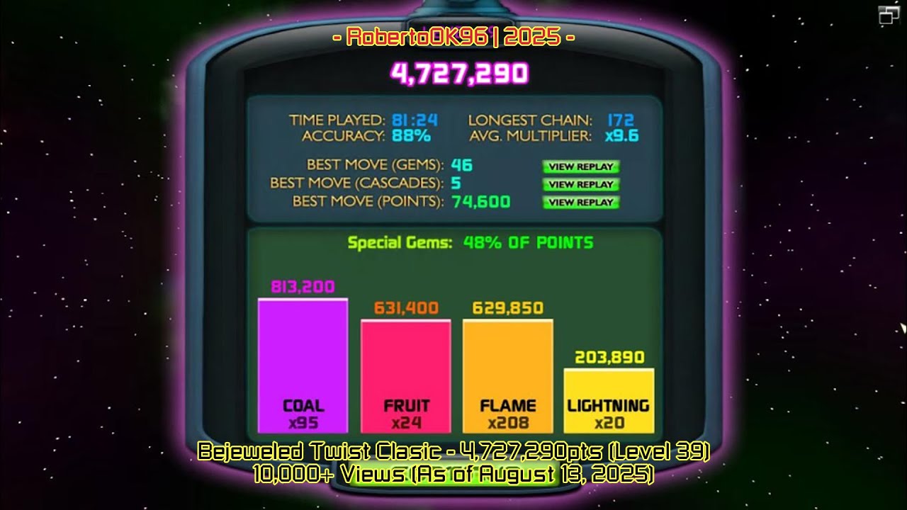 Bejeweled Twist: Classic Mode (4,727,290pts, LEVEL 39)