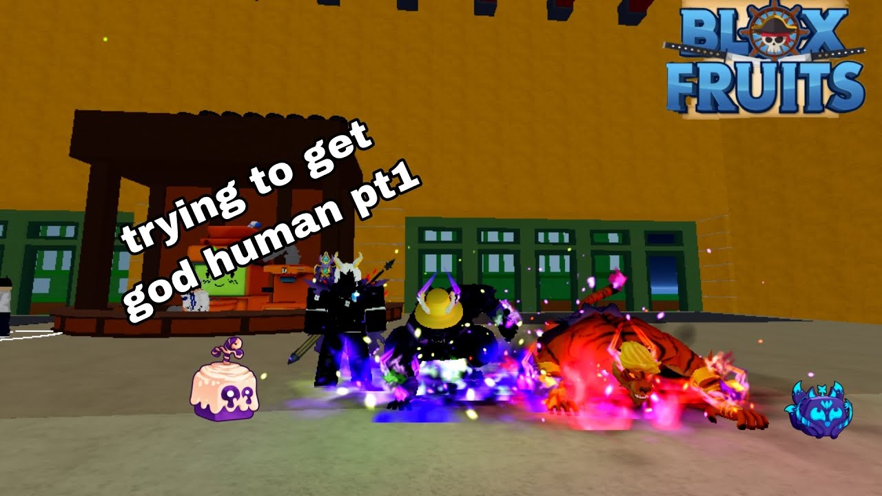 trying to get god human pt1 in blox fruits | ROBLOX 