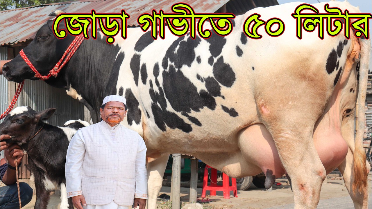 জোড়া গাভীতে ৫০ লিটার দুধ । imo/WhatsApp 01327-905499[১৬০৮]