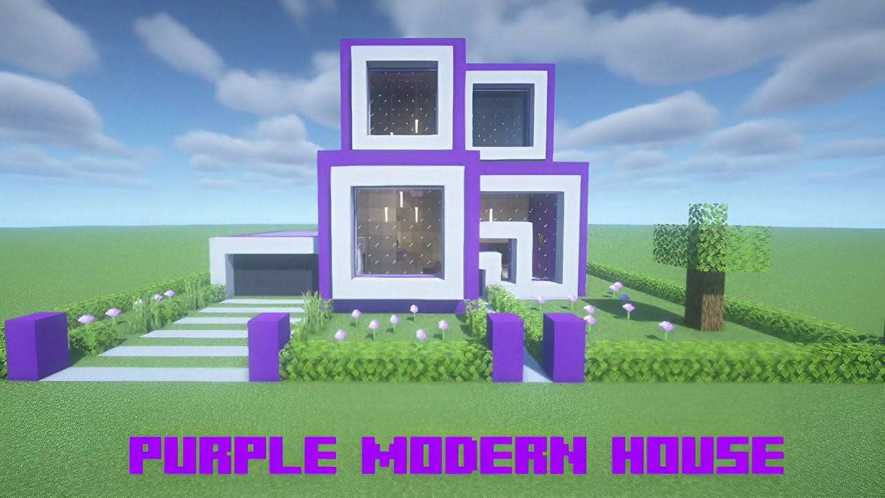 Minecraft Tutorial - Purple Modern House (2024)