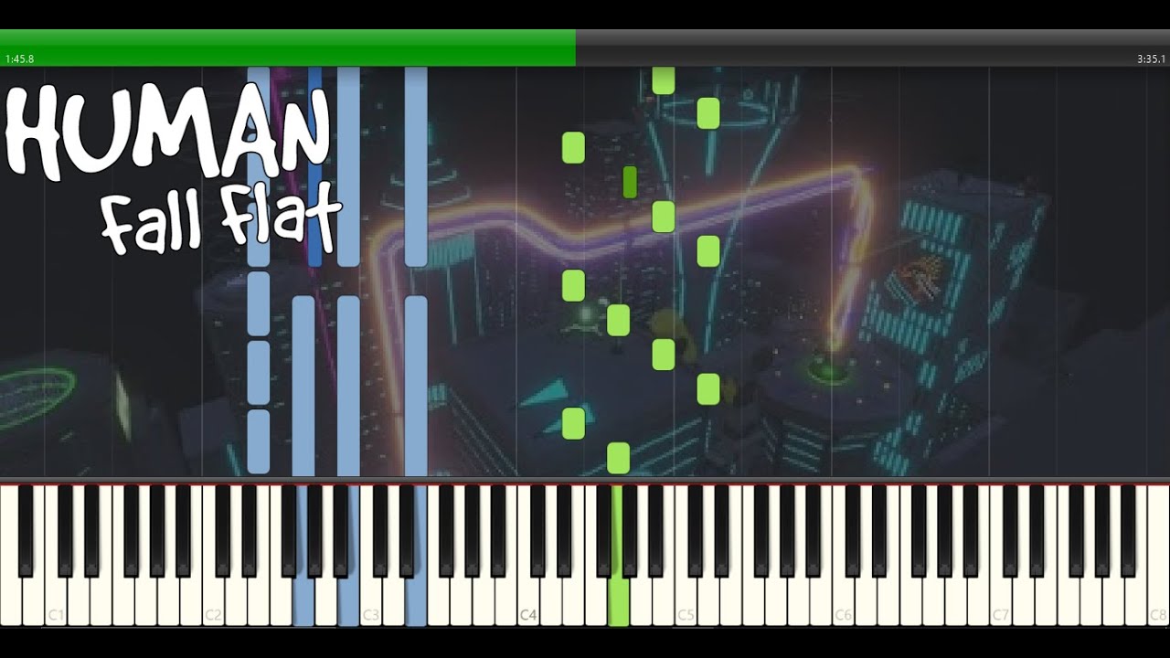 City Theme - Human Fall Flat Piano Tutorial (Medium/Hard)