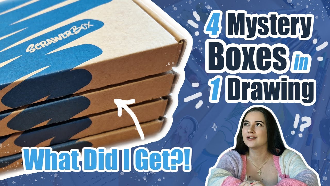 Can I Make ONE Drawing Using 4 Months of Mystery Art Supplies? |   Scrawlrbox Unboxing (#110 to 113)
