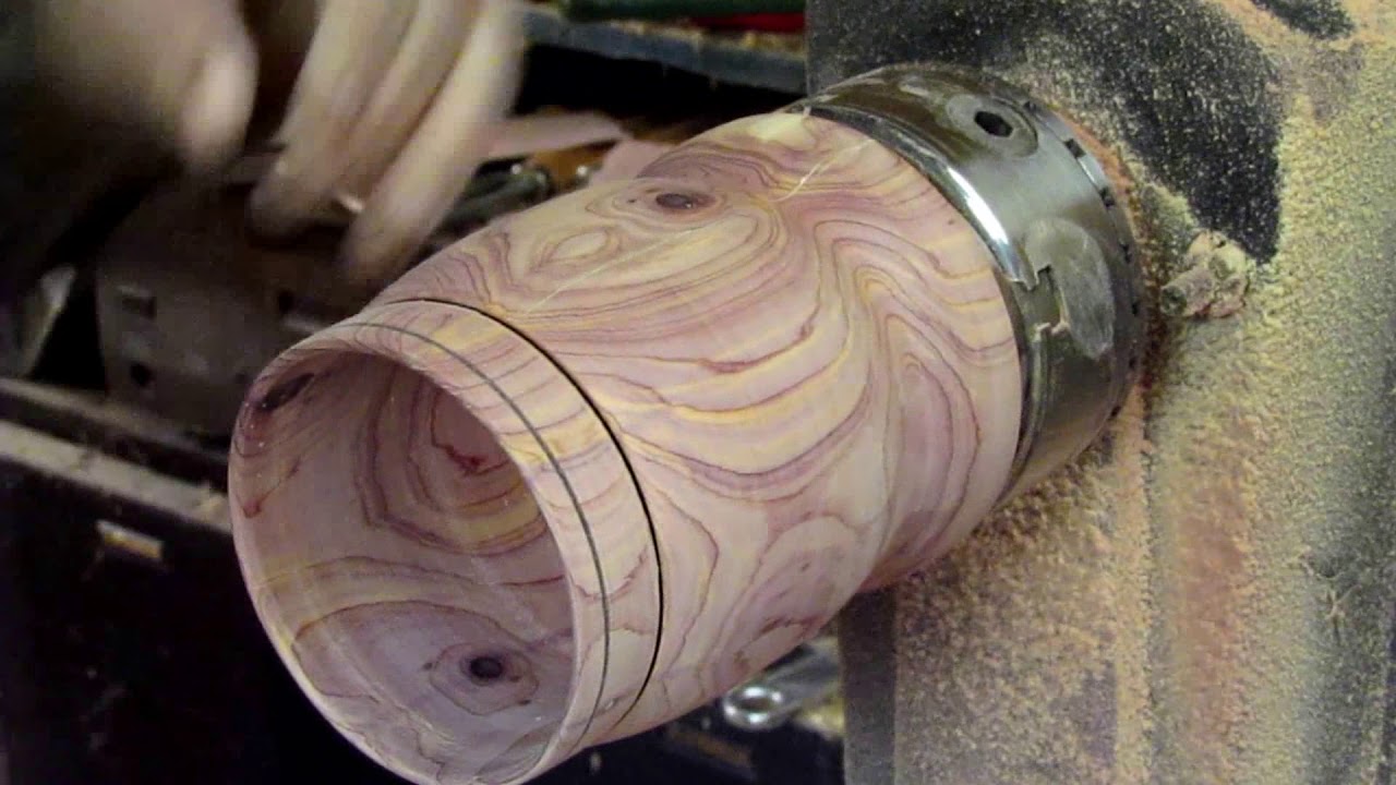 Cedar cup turned with walnut handle