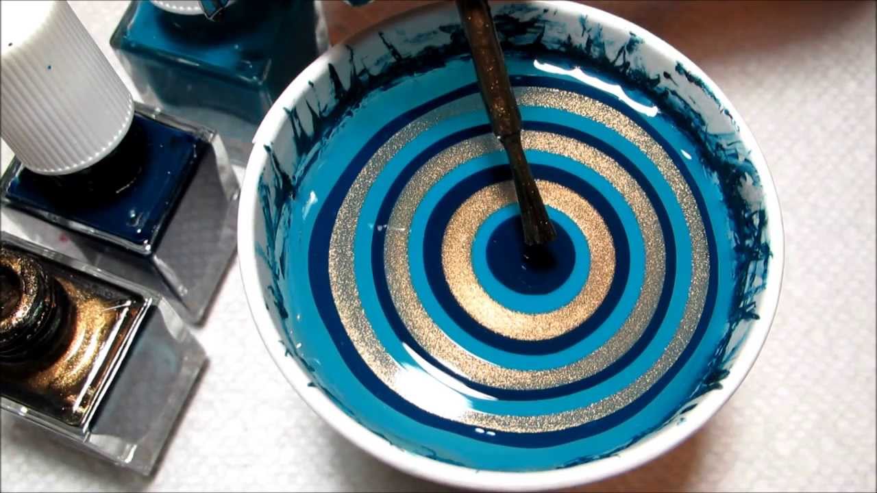 Изысканный праздничный бирюзовый и золотой водный мрамор | Мастер-класс по дизайну ногтей своими ...