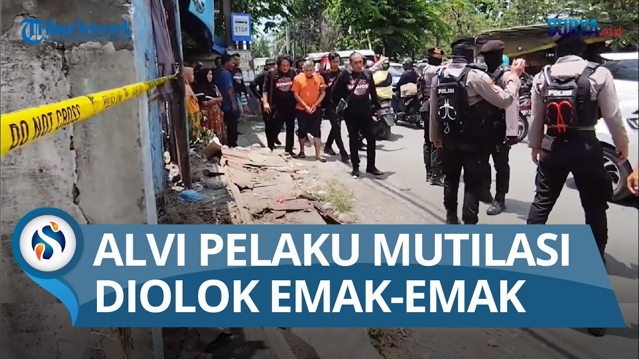Jadi Sasaran Emak emak, Alvi Pelaku Mutilasi Pacar Diolok olek Warga saat Rekonstruksi di Surabaya