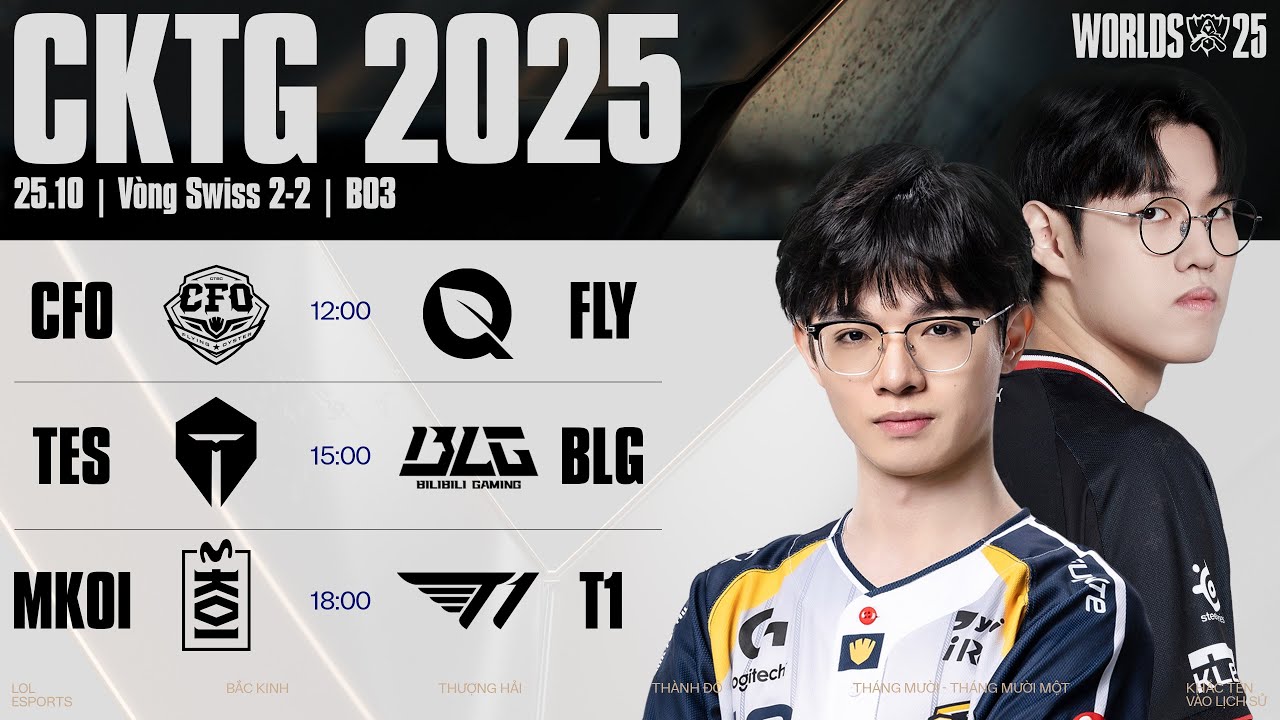 CFO vs FLY | TES vs BLG | MKOI vs T1 | CKTG 2025 - V&ograve;ng Swiss Ng&agrave;y 25.10.2025