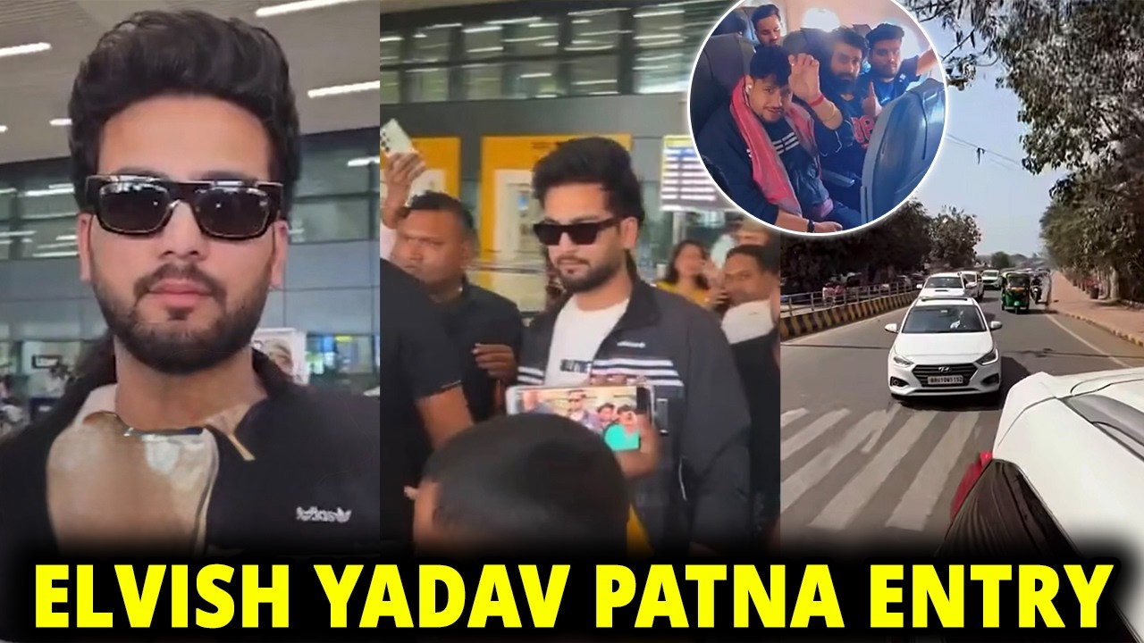 OMG😱- Elvish Yadav Grand Entry With HR26 Gang In Patna Causes Massive Crowd Jam