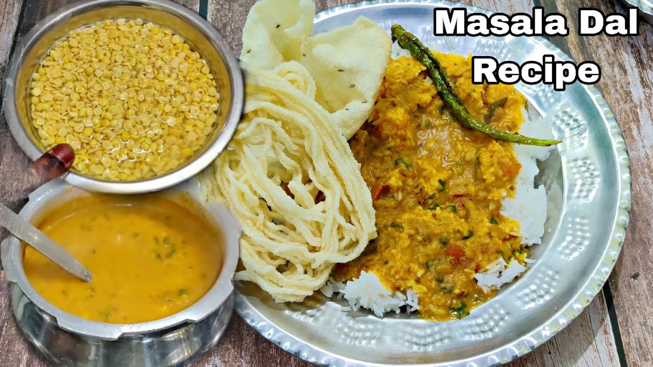 How To Make Simple Masala Dal Recipe | Easy Masala Dal With Papad And Mirchi Recipe | Afroz Kitchen