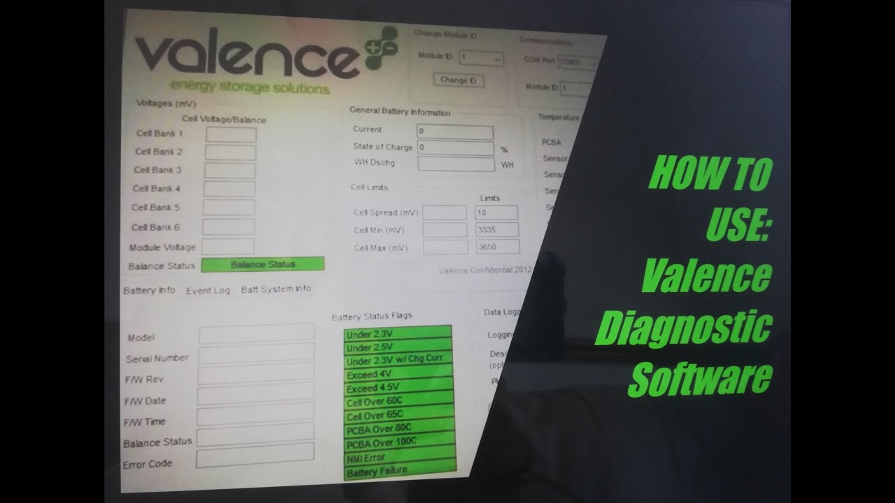HOW TO USE: Valence BMS Diagnostic Software