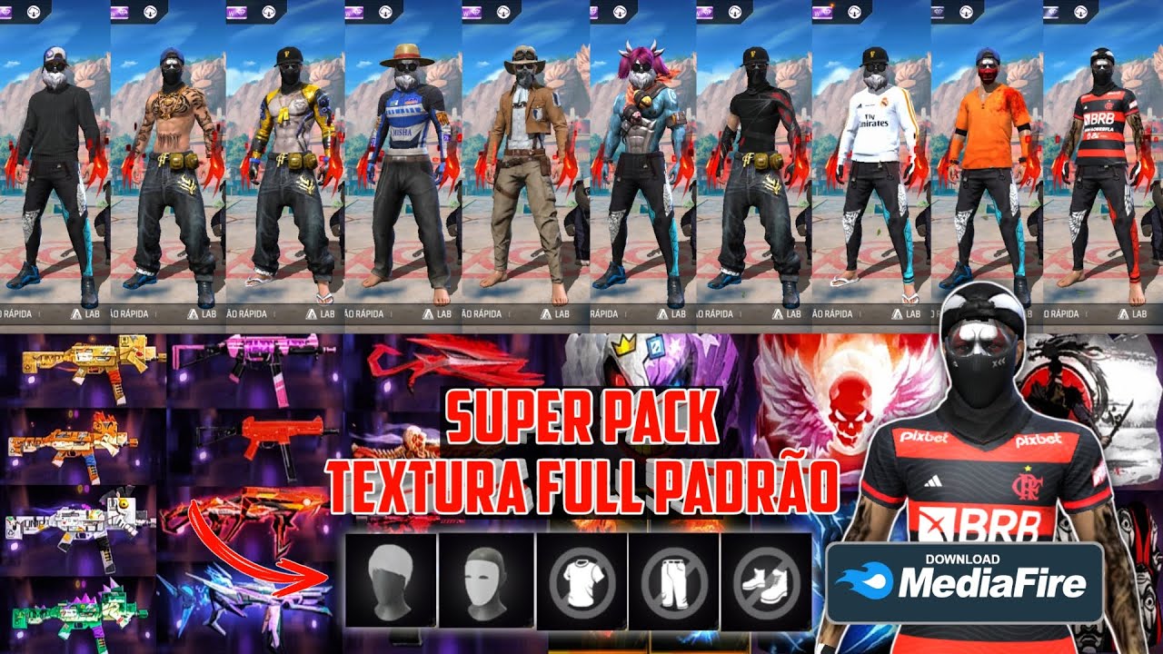 ➡️ SUPER PACK de TEXTURA na ROUPA PADR&Atilde;O - TEXTURA INSTAPLAYER - TEXTURA FREE FIRE ANTI BAN