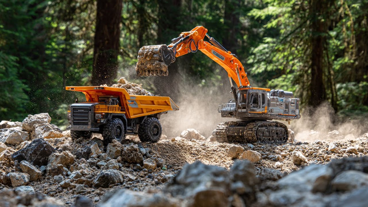 Gold Mining Project in a Forest Quarry – Ultra Realistic RC Excavator & RC Dump Truck Operation