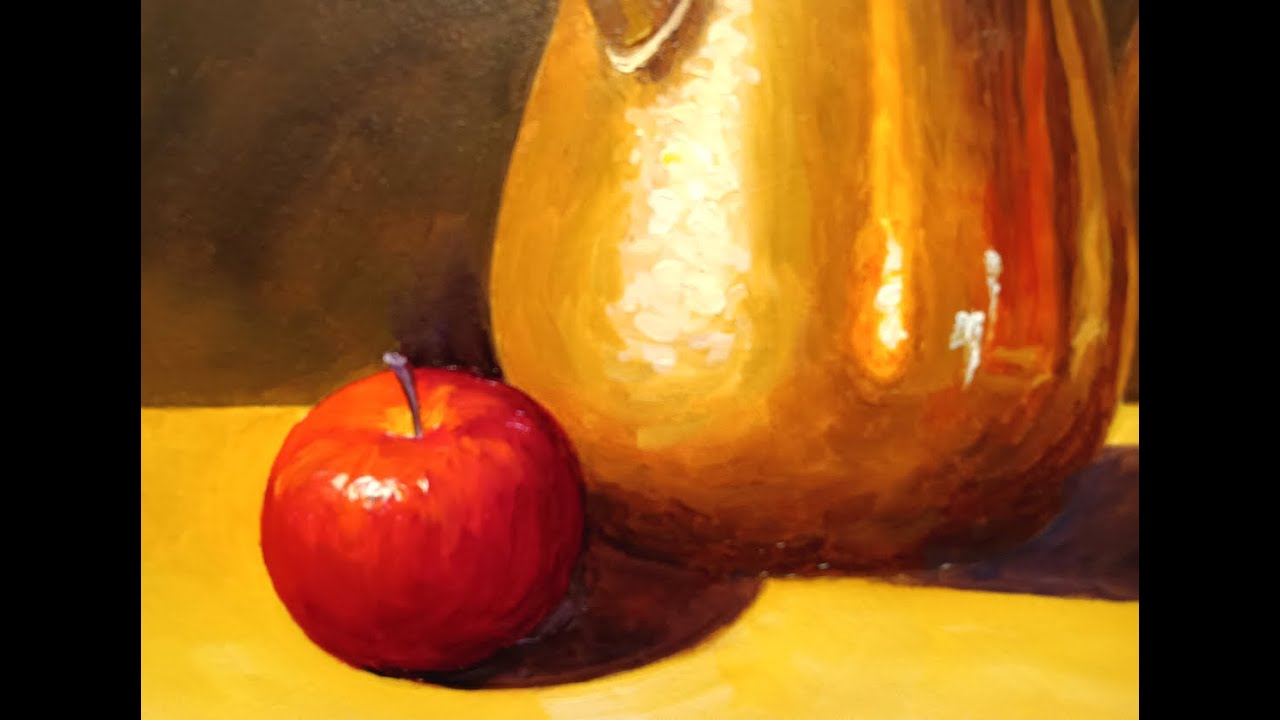 Learn to paint in one week with time-lapse, painting for beginners, paint an apple #art #myart