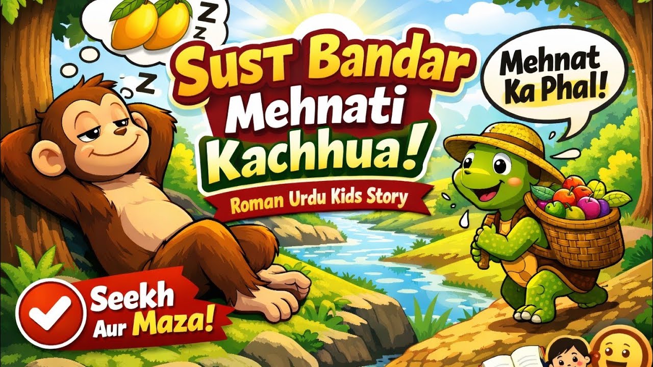 Sust Bandar, Mehnati Kachhua – Bachon ki Dilchasp Kahani Hindi moral story