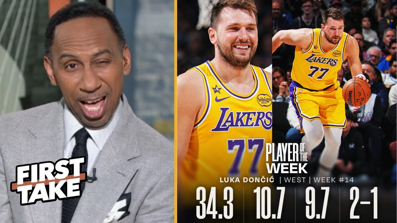 FIRST TAKE | "The Lakers are emerging as legit title threats" - Stephen A on Luka Doncic sinks Bulls