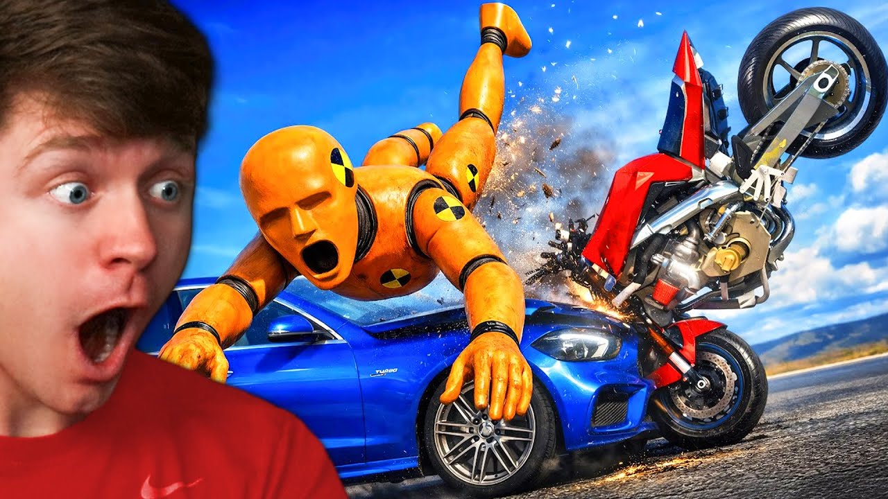 Reacting to MOTORBIKE and CAR CRASHES!? (BeamNG Drive)