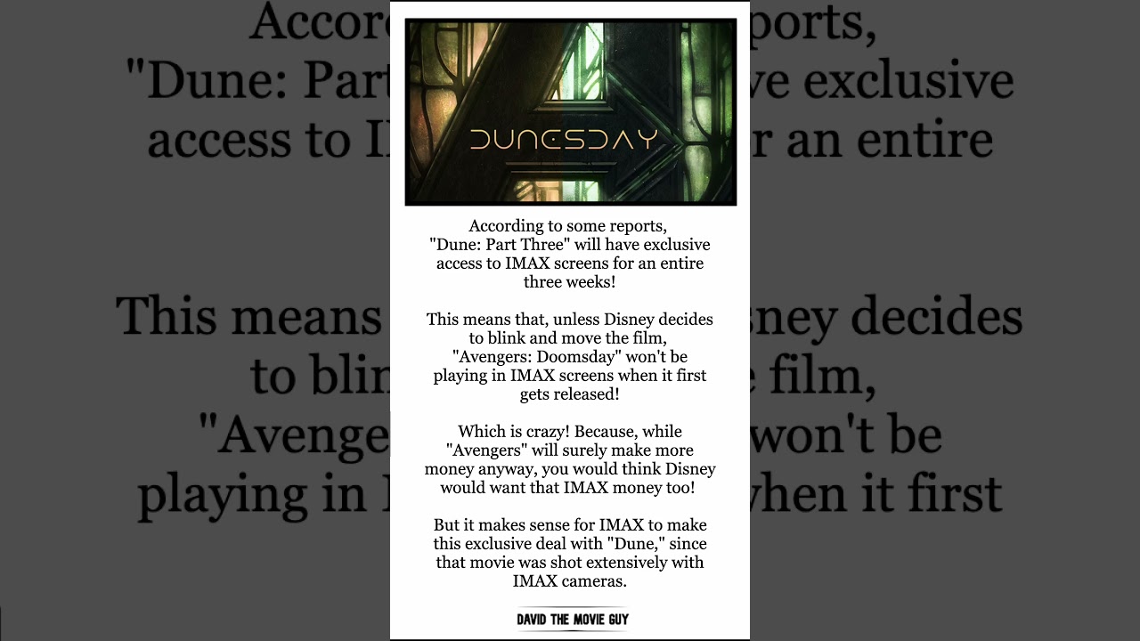 Dune 3 gets IMAX exclusive for 3 weeks!
