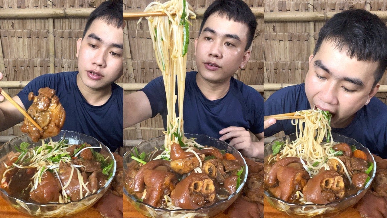 Bún Chân Giò Heo Kho Nước Tương Ăn Hết Nguyên Tô Quá Đã | Braised Pork Hock with Soy Sauce