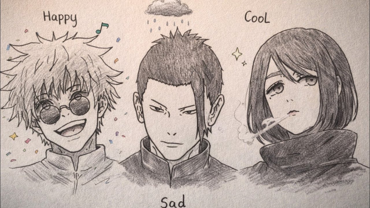 The Three Fates of Jujutsu Kaisen | Gojo, Geto & Shoko Drawing | How to draw Anime Characters