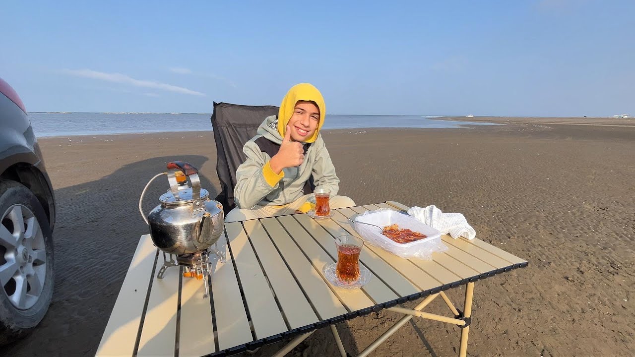 Traditional Breakfast by the Caspian Sea | Tendir Bread, Tea & Sea Breeze