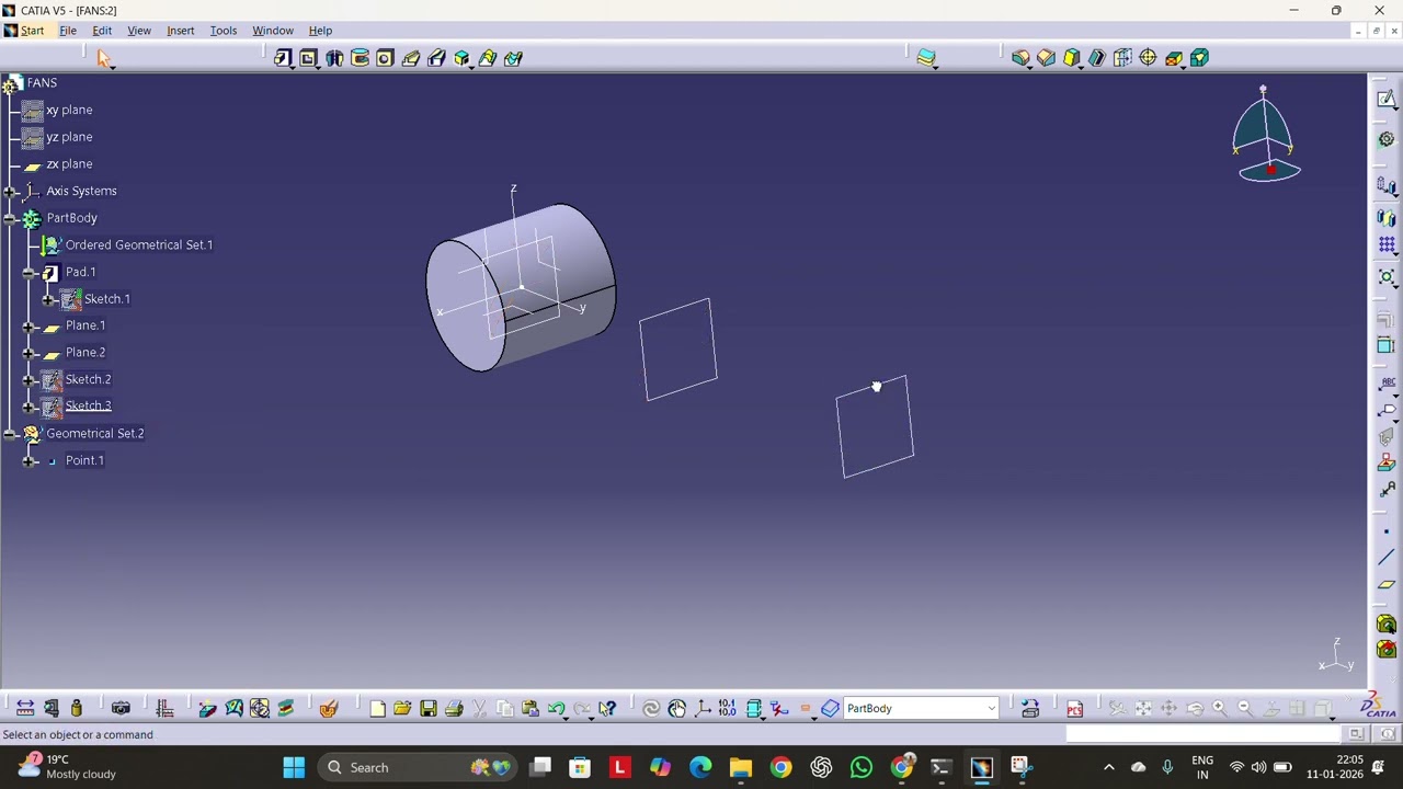 3 Blade Fan Design in CATIA V5 | Propeller 3D Modeling Tutorial