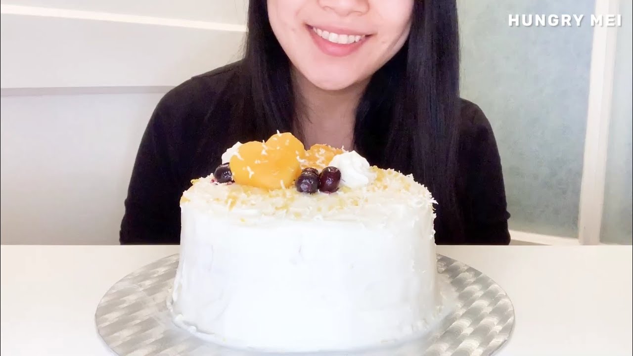[MUKBANG] WHITE CHOCOLATE MANGO CAKE ~ HoMeMaDe