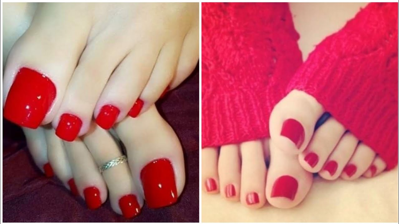 new launched and fabulous women foot wear red nail polish color 2021