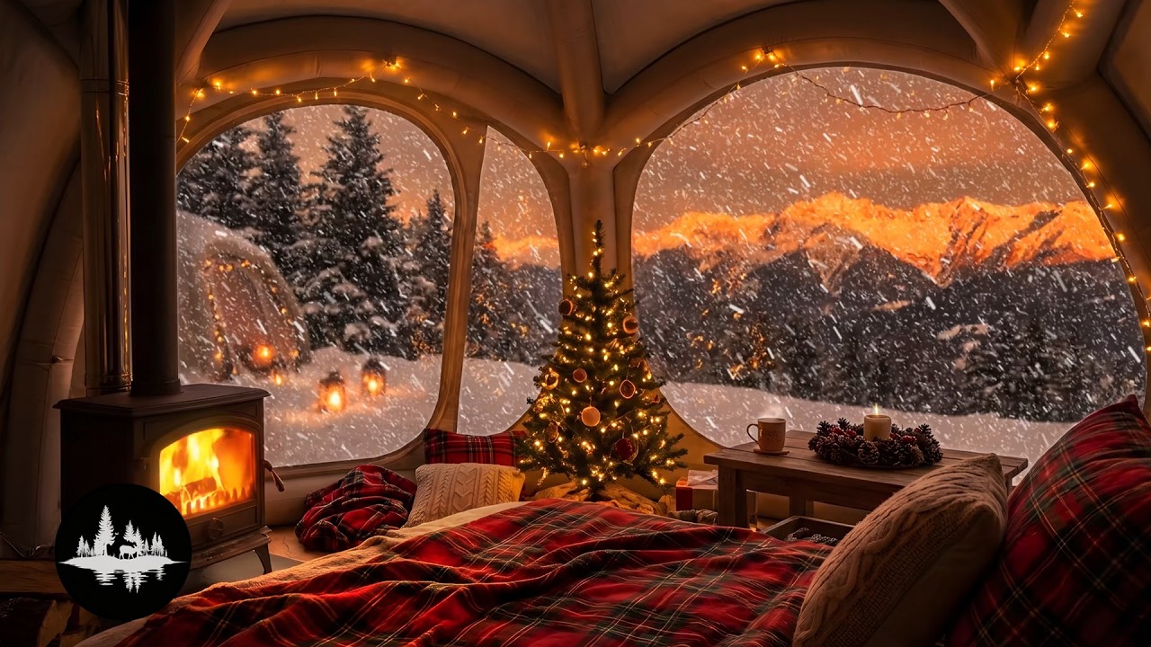 Finding Peace in the Mountains 🏔️ Snowed-In Glamping Escape | Fireplace & Blizzard ASMR