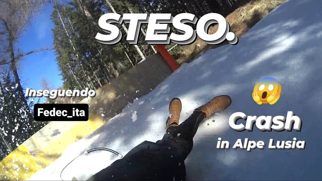 STESO. BOOM. In Alpe Lusia. #slittino #dolomiti #snowboarding #skiing #longboarding #crash #boom