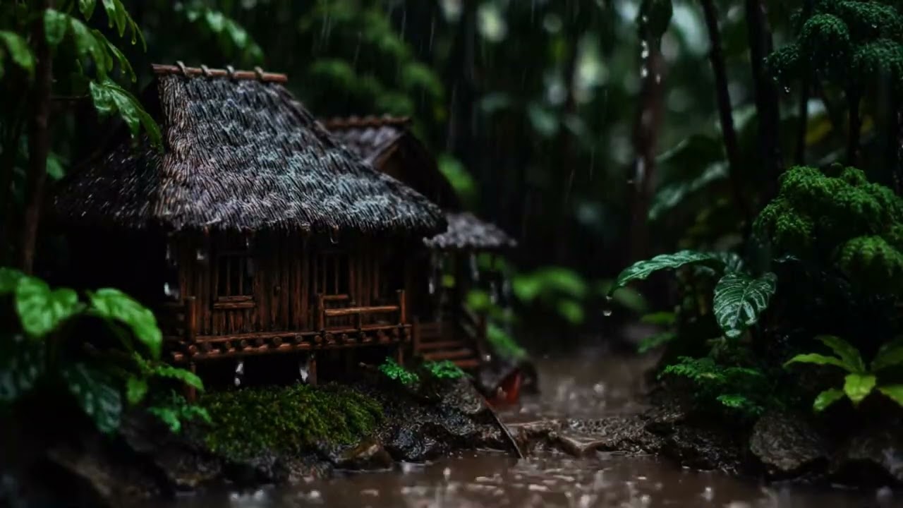 Rain in the Forest Cabin ASMR – Peaceful Jungle Rain Sounds for Sleep, Relax & Study