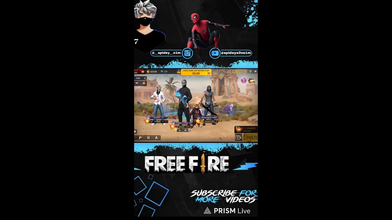 FREE FIRE MAX LIVE❤️‍🔥with SPIDEY X II Road to 1k🔥🎯 ll Booyah❤️!#shorts #spideyxlive1m
#freefire