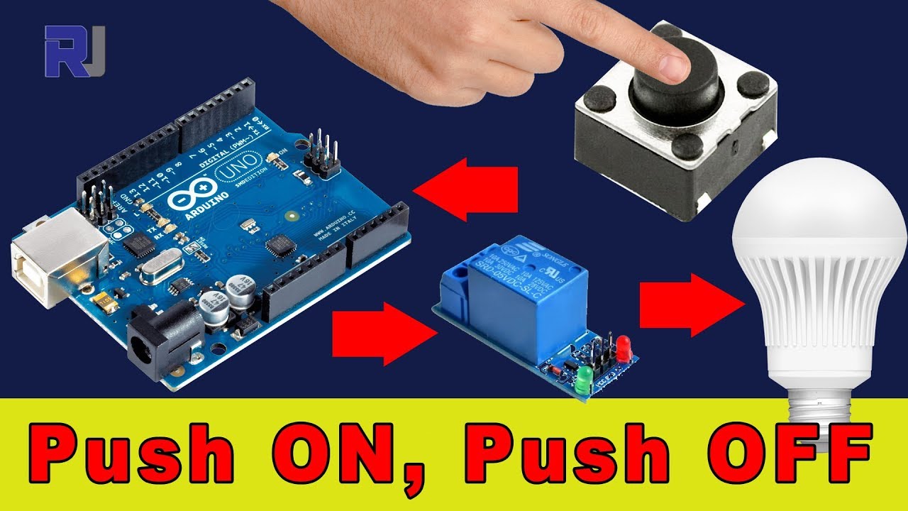 Using Arduino Turn AC bulb with push button On and OFF toggle with relay RJT25