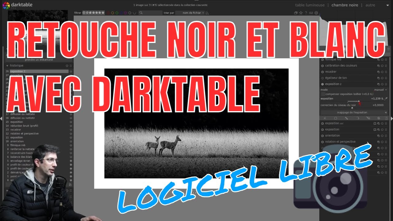 Retouche photo : transformer vos photos en noir et blanc (avec darktable, logiciel libre et gratuit)