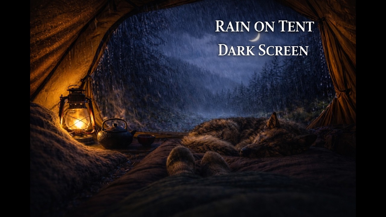 Rain on Tent at Night 🌧️ Deep Sleep Instantly | Cozy Camping Sounds | Dark Screen After 30 Min