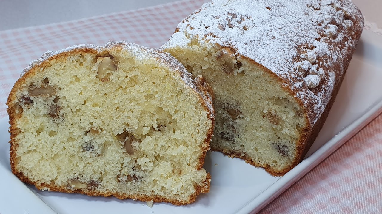 Bizcocho de Nueces. Un Bizcocho casero riquísimo! #lacocinadenuberosaylila 