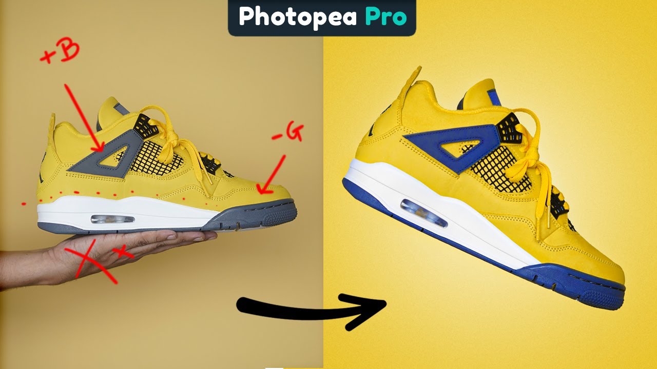 Photopea Photo Editing — PSD-разбивка слоёв красочного изображения кроссовок! 👟