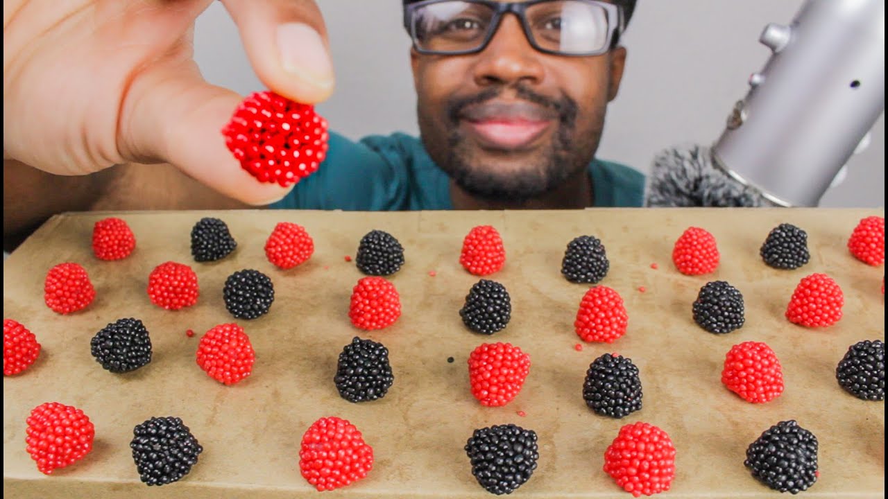 ASMR EATING HARIBO CRUNCHY GUMMY BERRIES CANDY | ASMR TY | MUKBANG