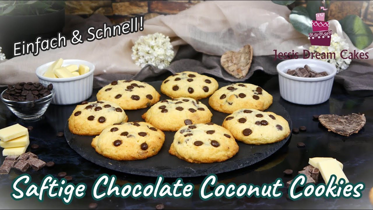 Saftige Chocolate Coconut Cookies 🍪/ Einfache & Schnelle Cookies mit Schokolade und Kokos🤤