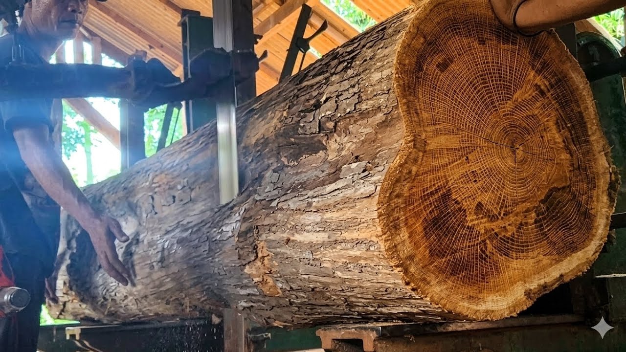 🪾 Giant mahogany log that was once in a sawmill 