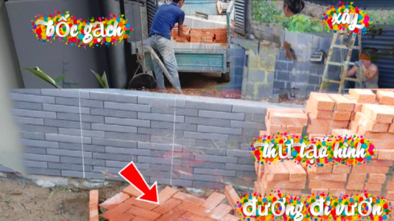 Vợ chồng Việt Đức:)#296# bốc gạch thẻ/ xây kho chứa dụng cụ làm vườn/ thử tạo hình gạch thẻ