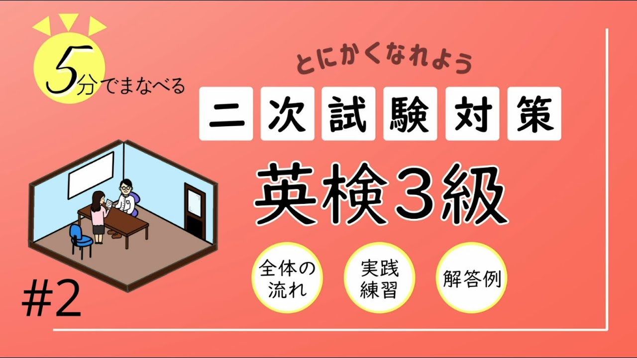 「英検３級」　二次試験　５分で学べる「全体流れ＋実践練習＋解答例」２巻
