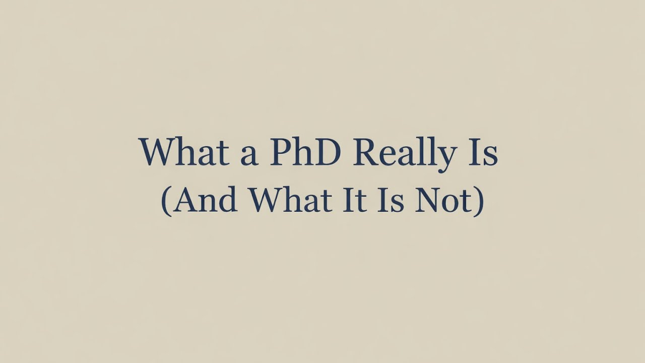 01: What a PhD Really Is (And What It Is Not)